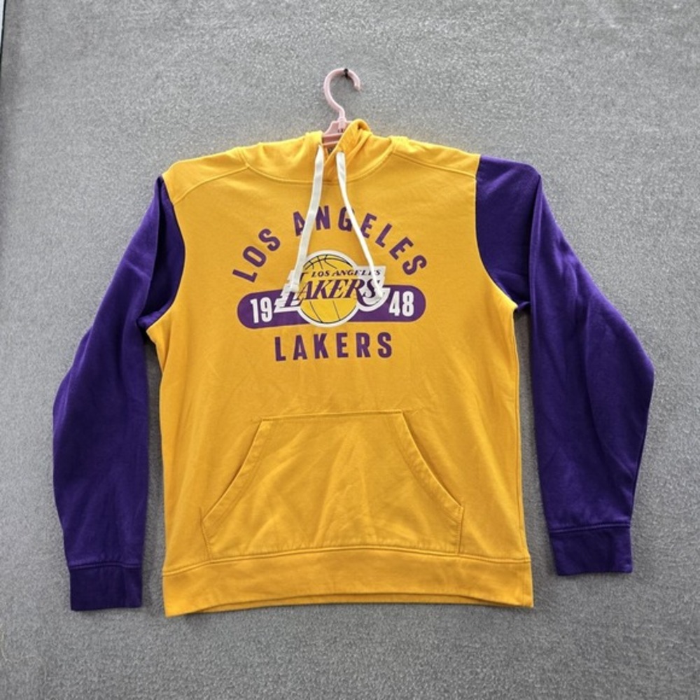Los Angeles Lakers Men Hoodie L Yellow Fanatics Colorblock Fleece Logo